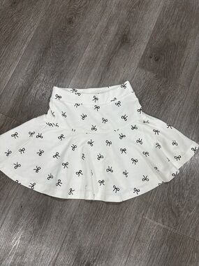 H&M White Skater Skirt with Black Bow Print